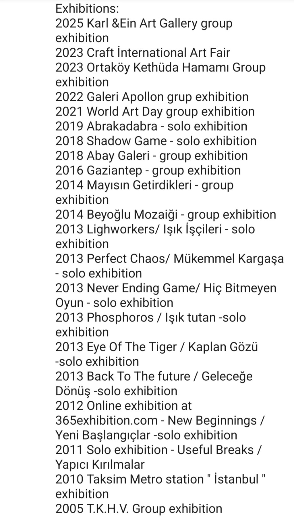 Sergiler / Exhibitions
